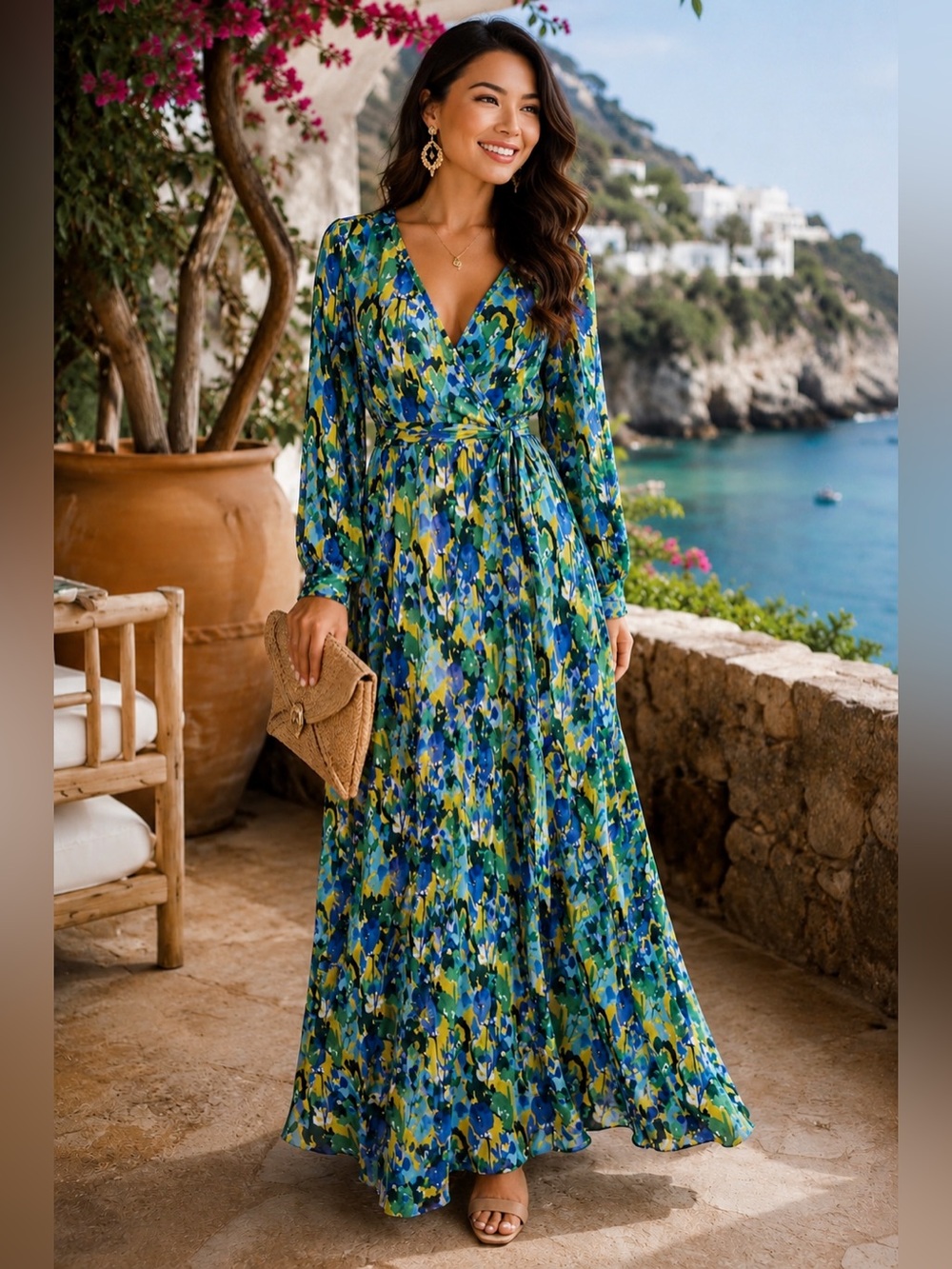 New Spyzone Exchange Aqua Flora Maxi Dress - Size Small